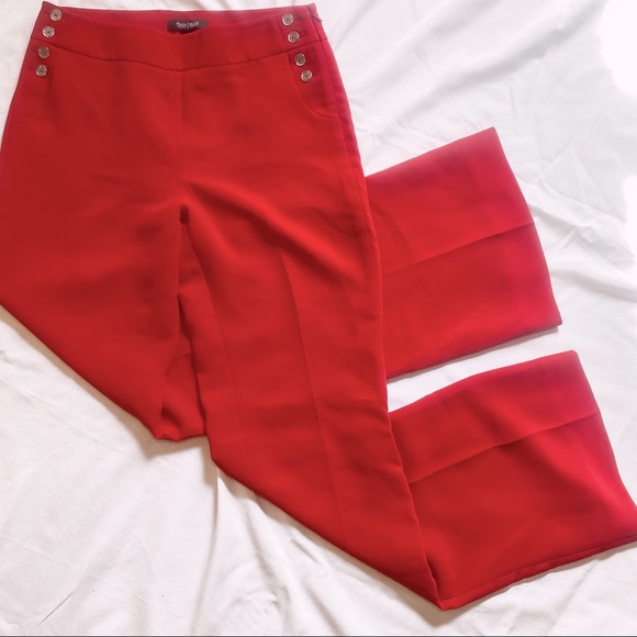 White House Black Market Pants - White House Black Market WHBM Red Fashion Flares Wide Trousers